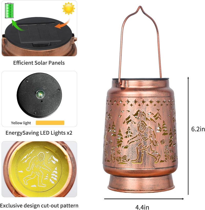 KIKUSUI Solar Bigfoot Lanterns Outdoor Waterproof Hanging, Sasquatch Gifts for Mom Women Dad Men, Metal Decorative LED Lanterns for Yard, Patio, Lawn, Tabletop, Pathway, Landscape, Garden Decor - Image 2